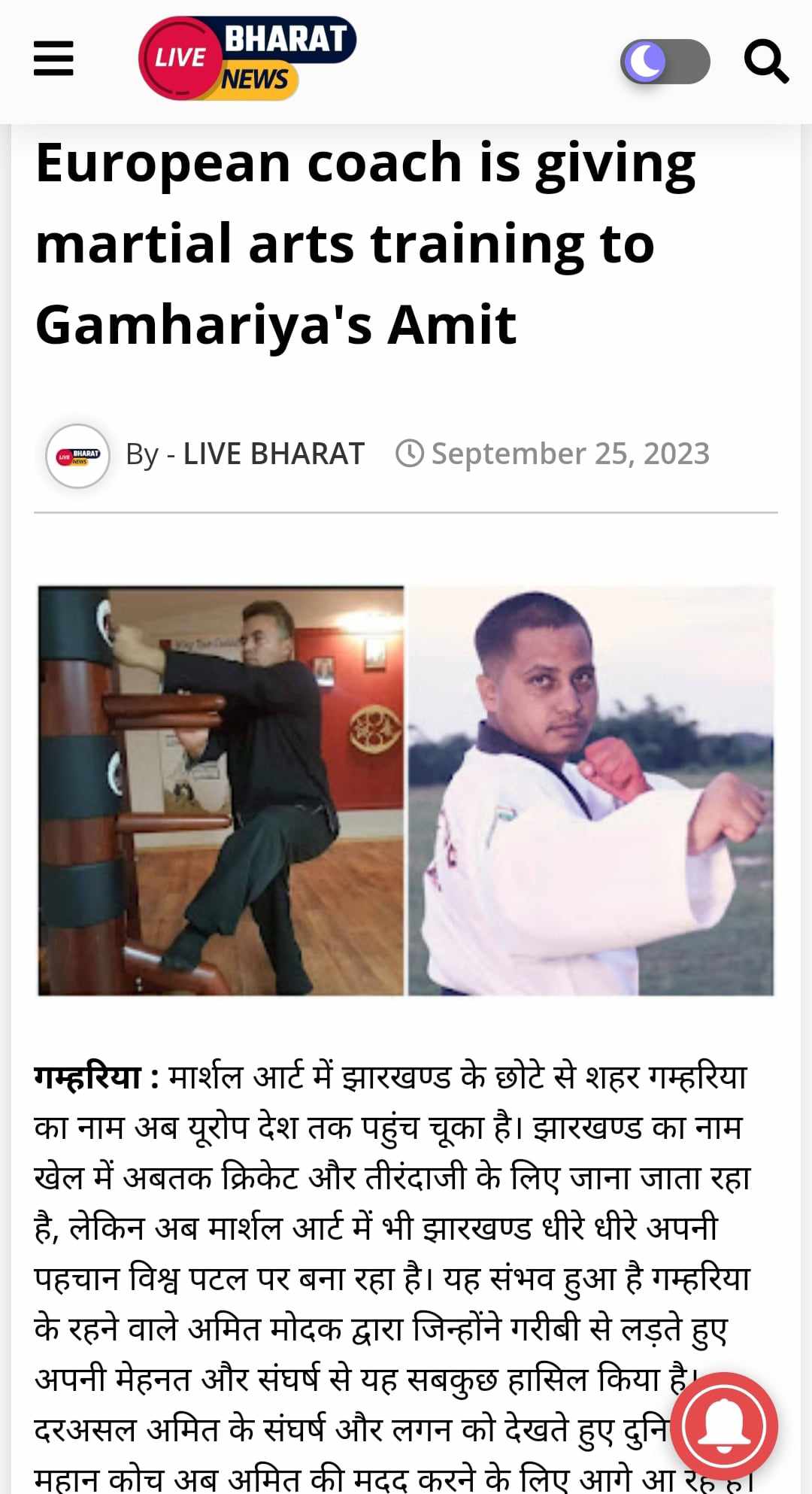 Live Bharat News újságcikk